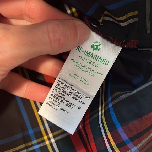 J Crew Velvet Trimmed V Neck Tunic Black red Tartan long sleeve blouse top XS - Picture 7 of 8